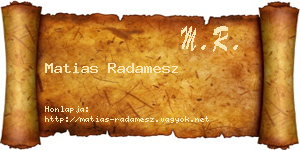 Matias Radamesz névjegykártya